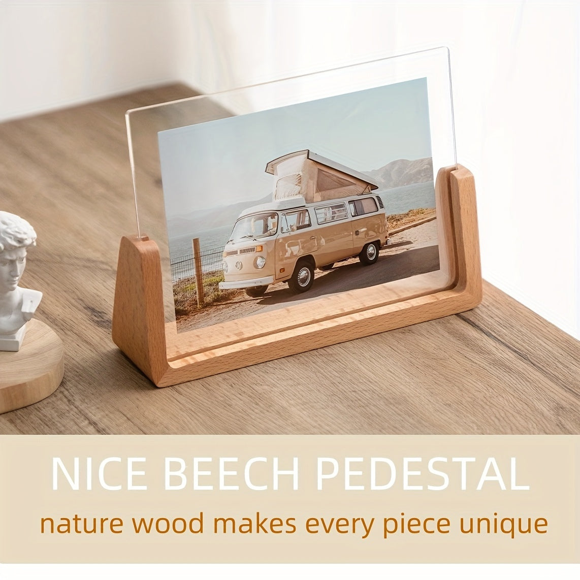 U-Shaped Solid Wood & Acrylic Photo Frame