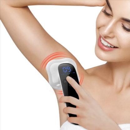 Handheld EMS Cellulite Massager in use on thigh