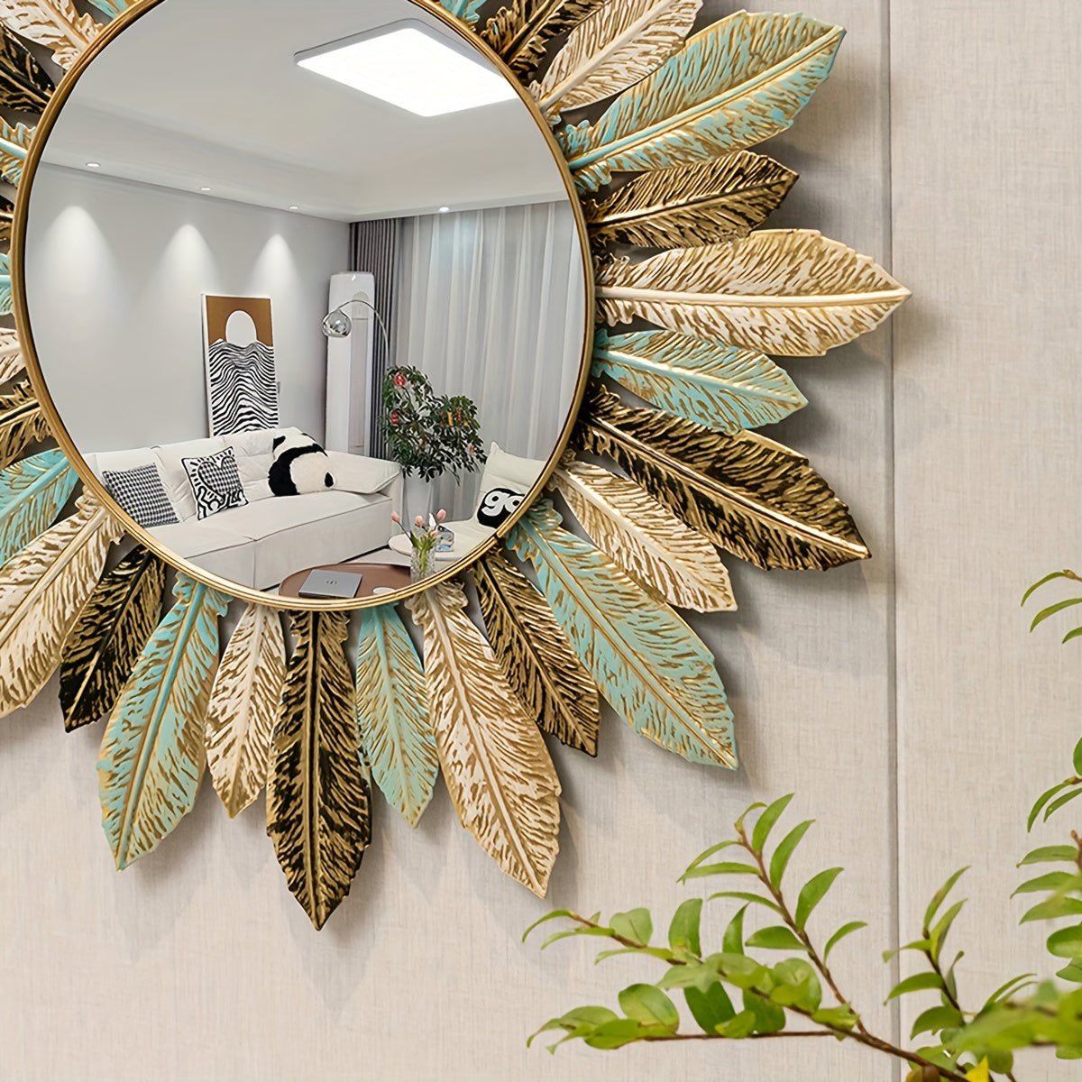 Bohemian Sunburst Gold Metal Wall Mirror