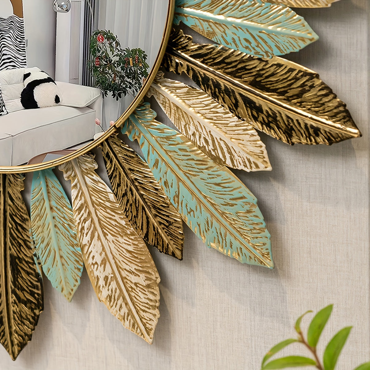 Bohemian Sunburst Gold Metal Wall Mirror