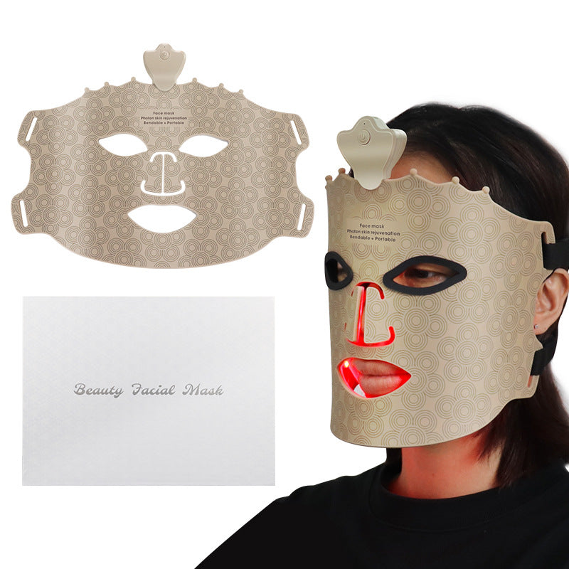 Photon LED Light Therapy Face Mask laid flat, showing soft interior lining and full-face fit