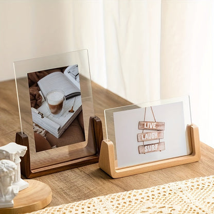 U-Shaped Solid Wood & Acrylic Photo Frame