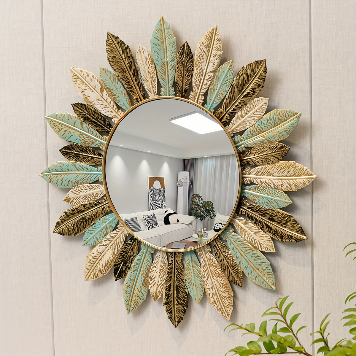 Bohemian Sunburst Gold Metal Wall Mirror