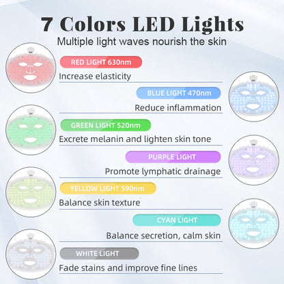 Photon LED Light Therapy Face Mask worn on face, showing multi-color LED light therapy settings in use