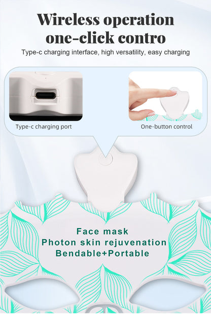 Photon LED Light Therapy Face Mask charging cable and cordless rechargeable battery design