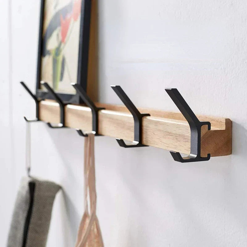 Nordic Wall-Mounted Wooden Coat & Hat Rack