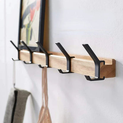 Nordic Wall-Mounted Wooden Coat & Hat Rack