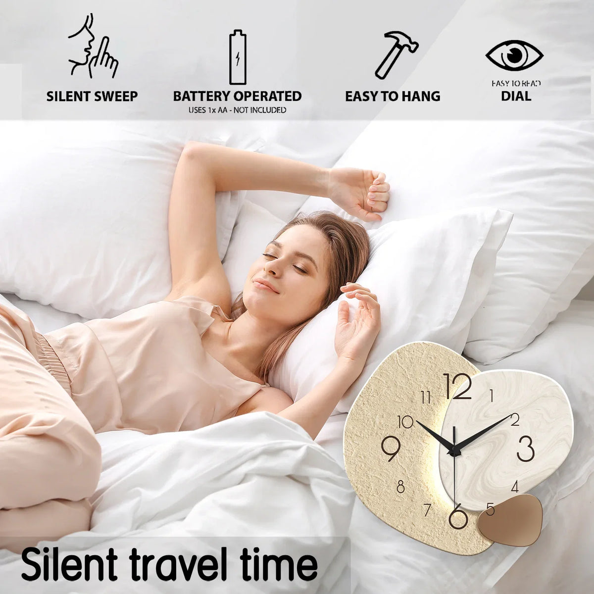 TempoStone Minimalist Silent Wall Clock
