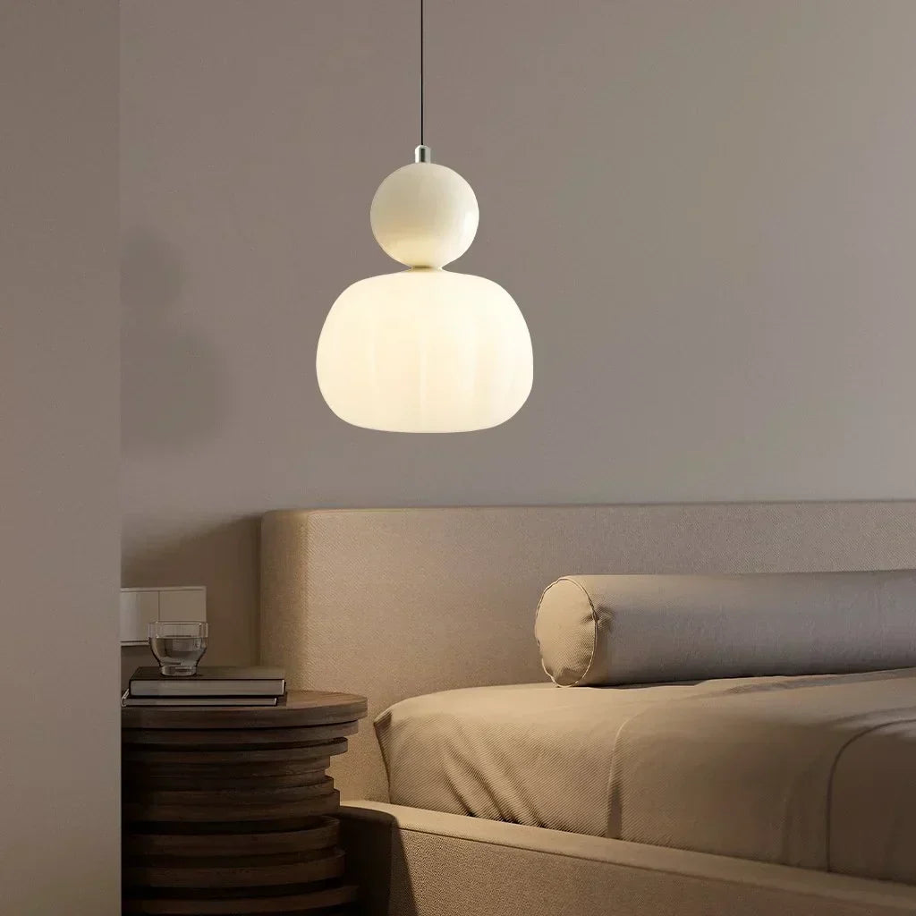 Nordic Ribbed Pumpkin Glass Pendant Light