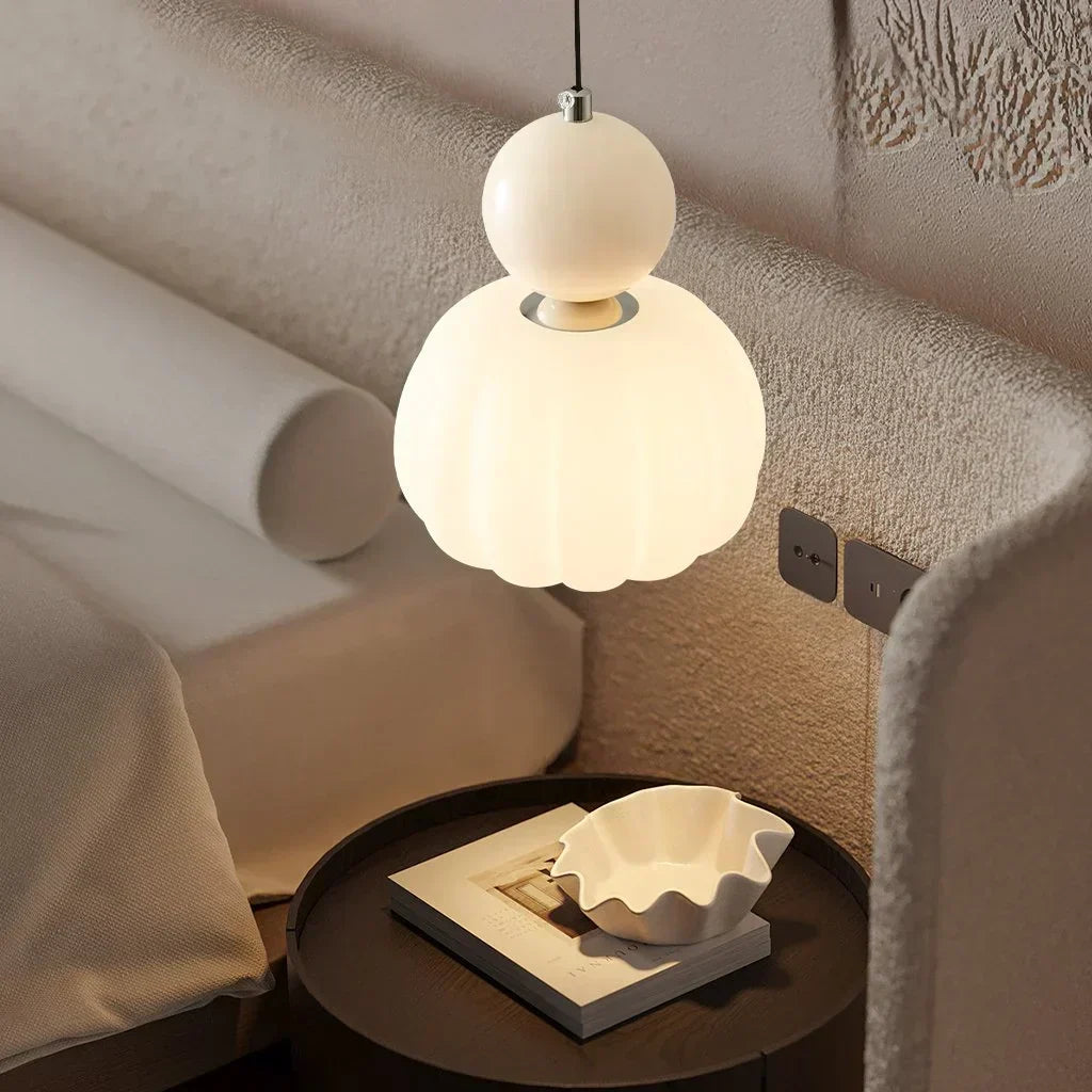 Nordic Ribbed Pumpkin Glass Pendant Light