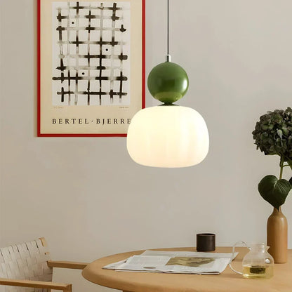 Nordic Ribbed Pumpkin Glass Pendant Light