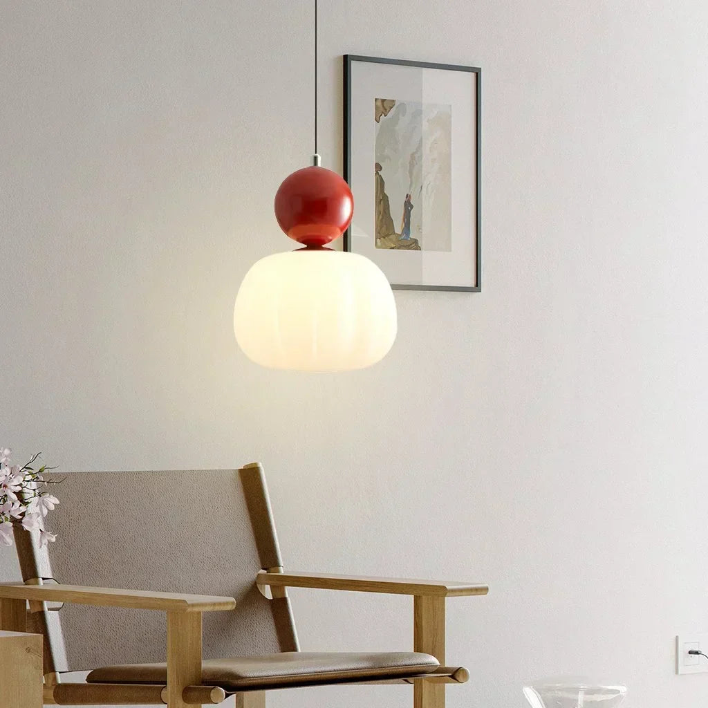 Nordic Ribbed Pumpkin Glass Pendant Light