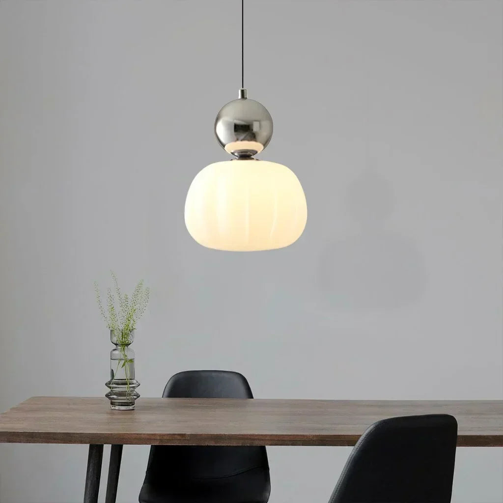 Nordic Ribbed Pumpkin Glass Pendant Light