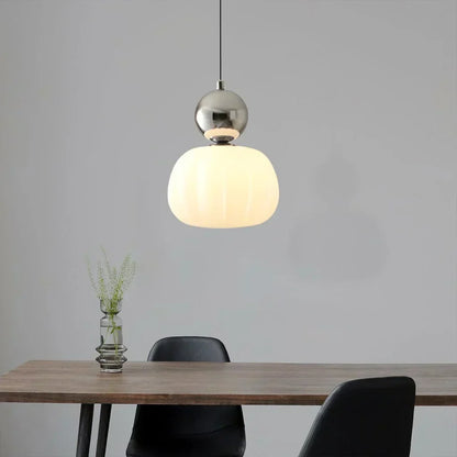 Nordic Ribbed Pumpkin Glass Pendant Light