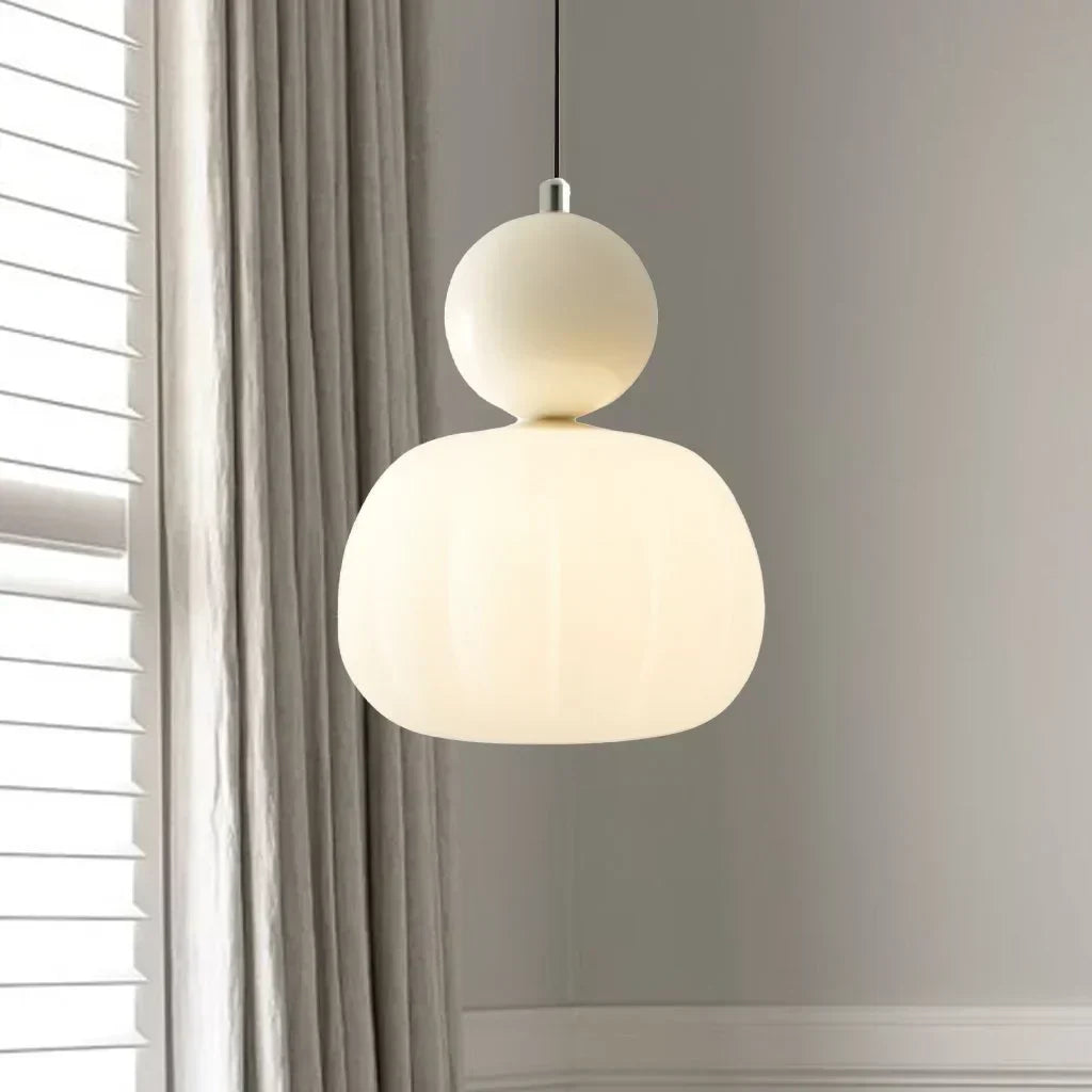 Nordic Ribbed Pumpkin Glass Pendant Light