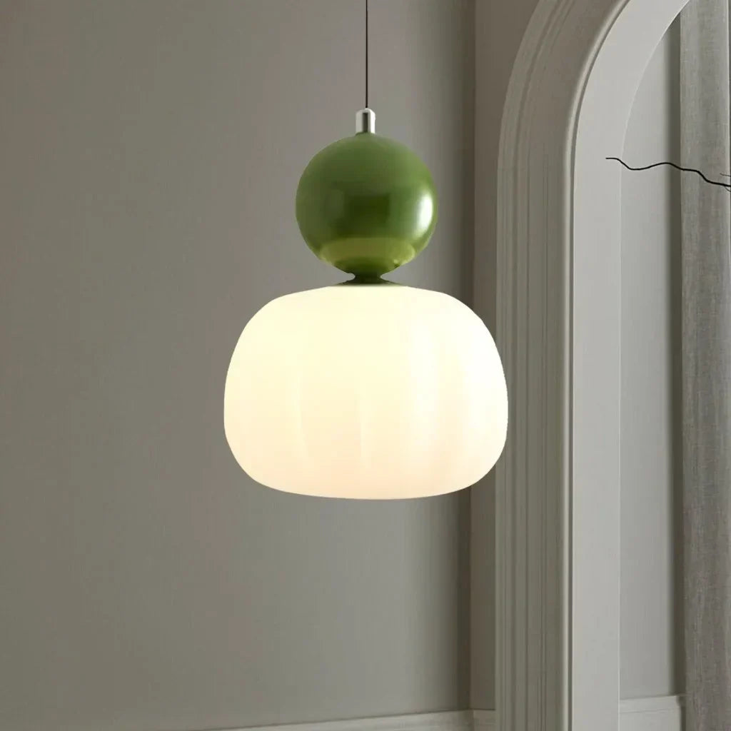 Nordic Ribbed Pumpkin Glass Pendant Light