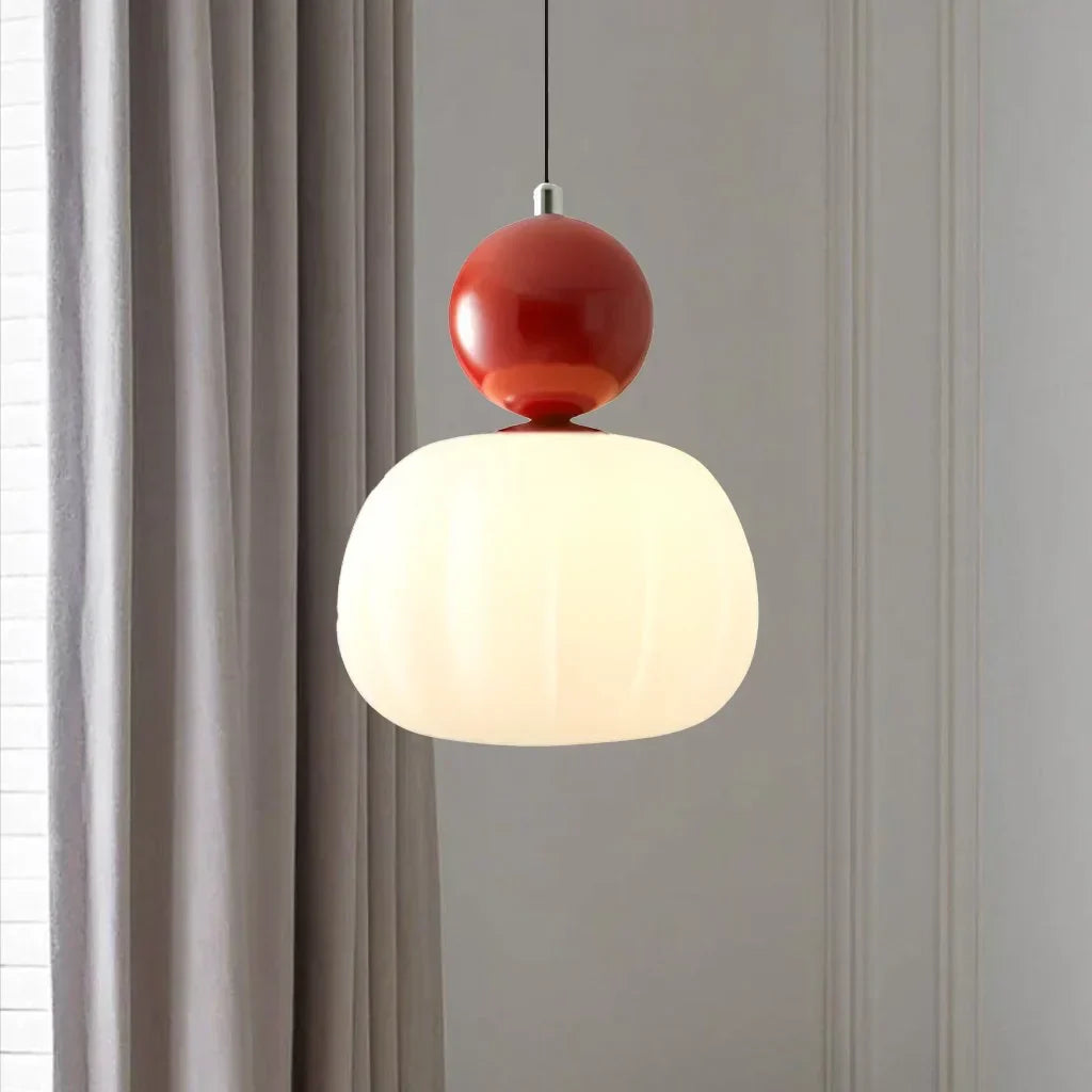 Nordic Ribbed Pumpkin Glass Pendant Light