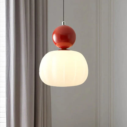 Nordic Ribbed Pumpkin Glass Pendant Light
