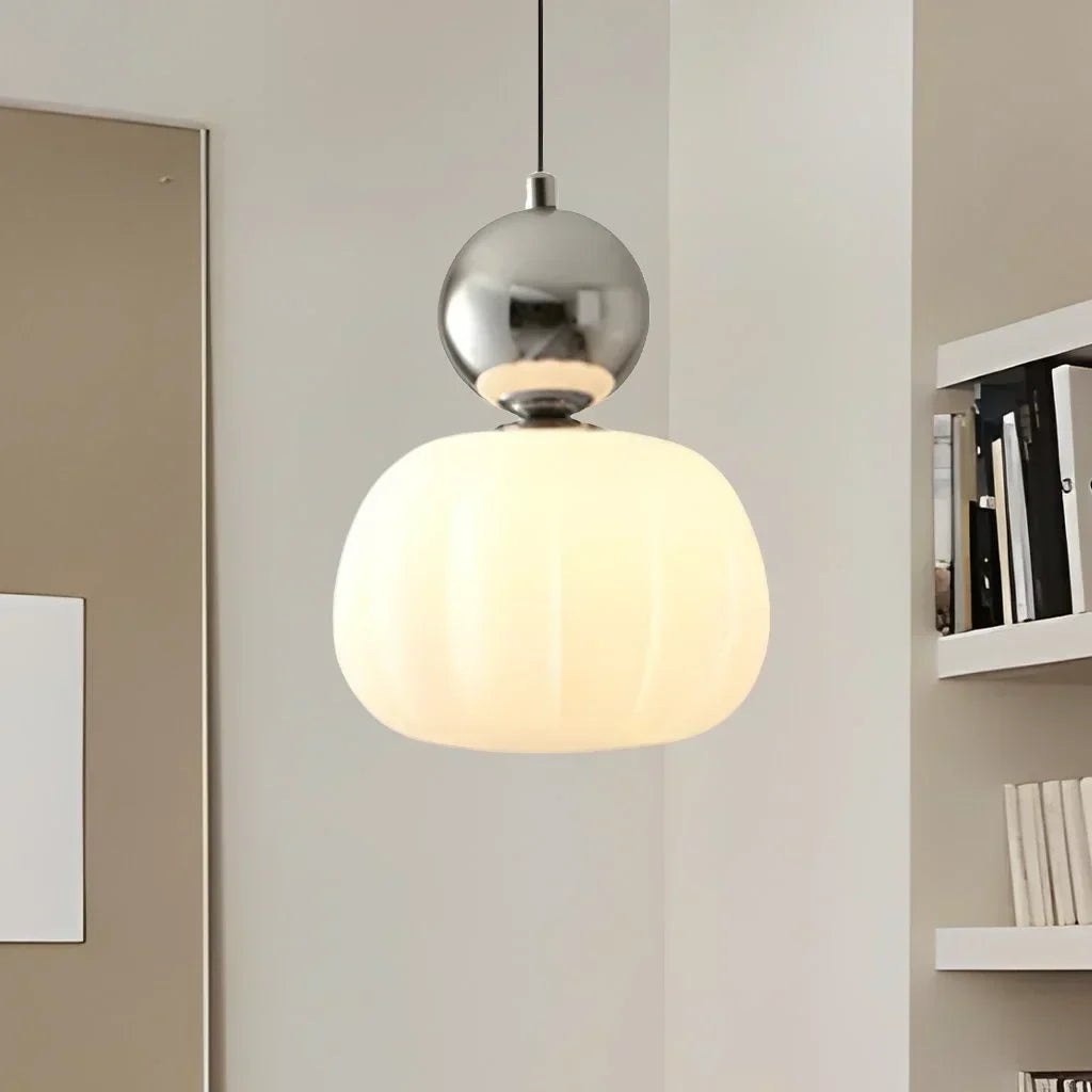 Nordic Ribbed Pumpkin Glass Pendant Light