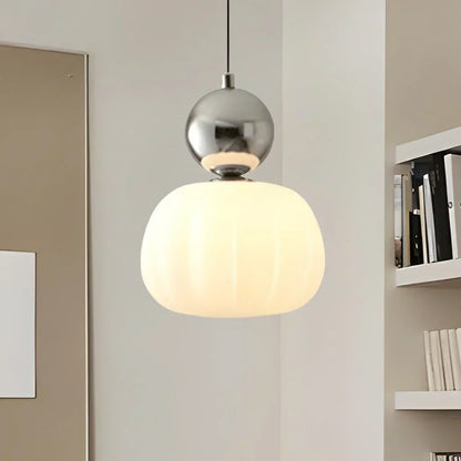 Nordic Ribbed Pumpkin Glass Pendant Light
