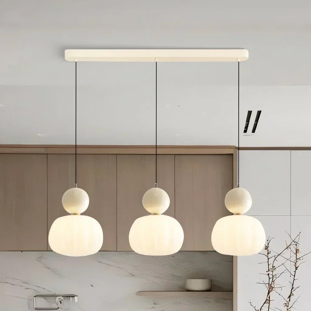 Nordic Ribbed Pumpkin Glass Pendant Light
