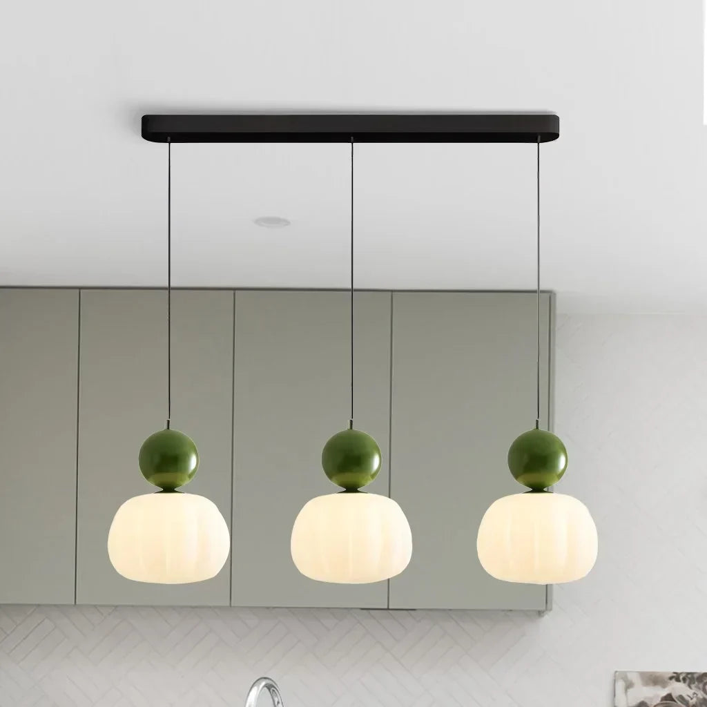Nordic Ribbed Pumpkin Glass Pendant Light