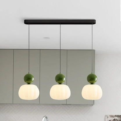 Nordic Ribbed Pumpkin Glass Pendant Light