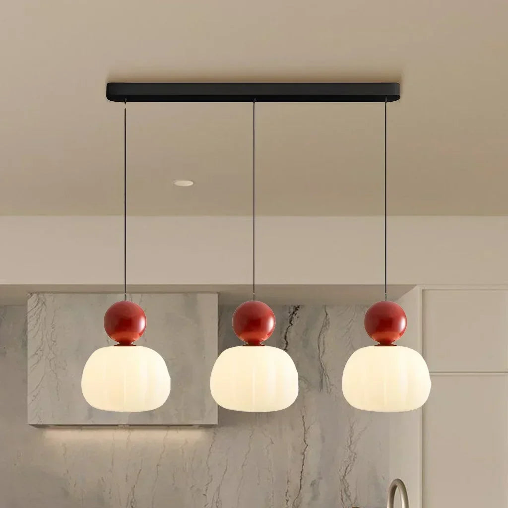Nordic Ribbed Pumpkin Glass Pendant Light