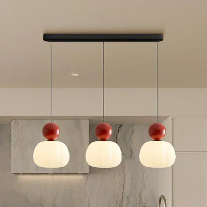 Nordic Ribbed Pumpkin Glass Pendant Light