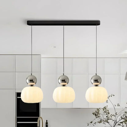 Nordic Ribbed Pumpkin Glass Pendant Light