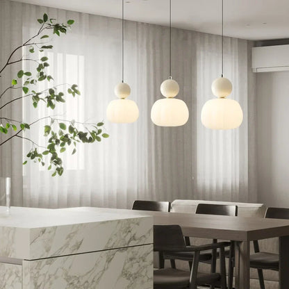 Nordic Ribbed Pumpkin Glass Pendant Light