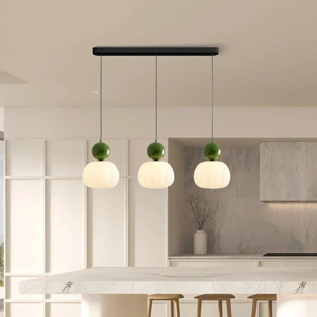 Nordic Ribbed Pumpkin Glass Pendant Light