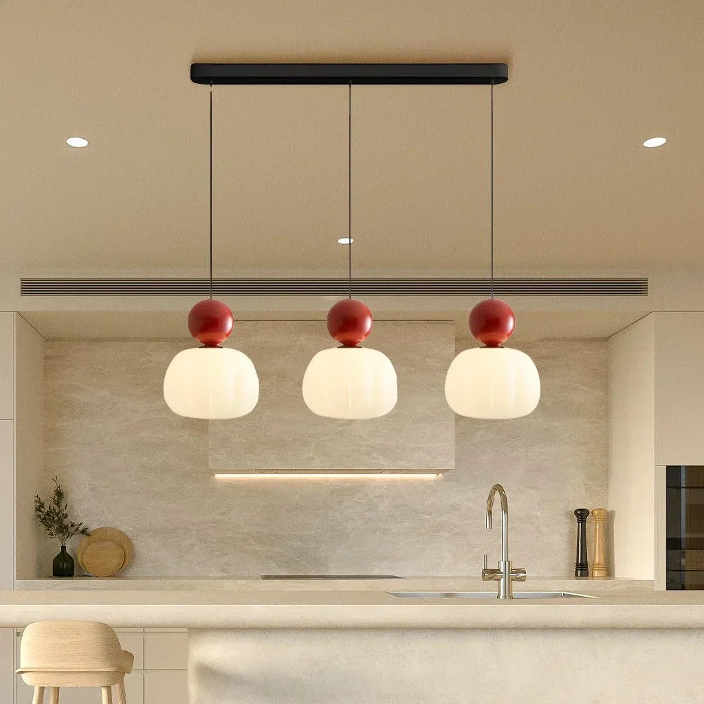 Nordic Ribbed Pumpkin Glass Pendant Light