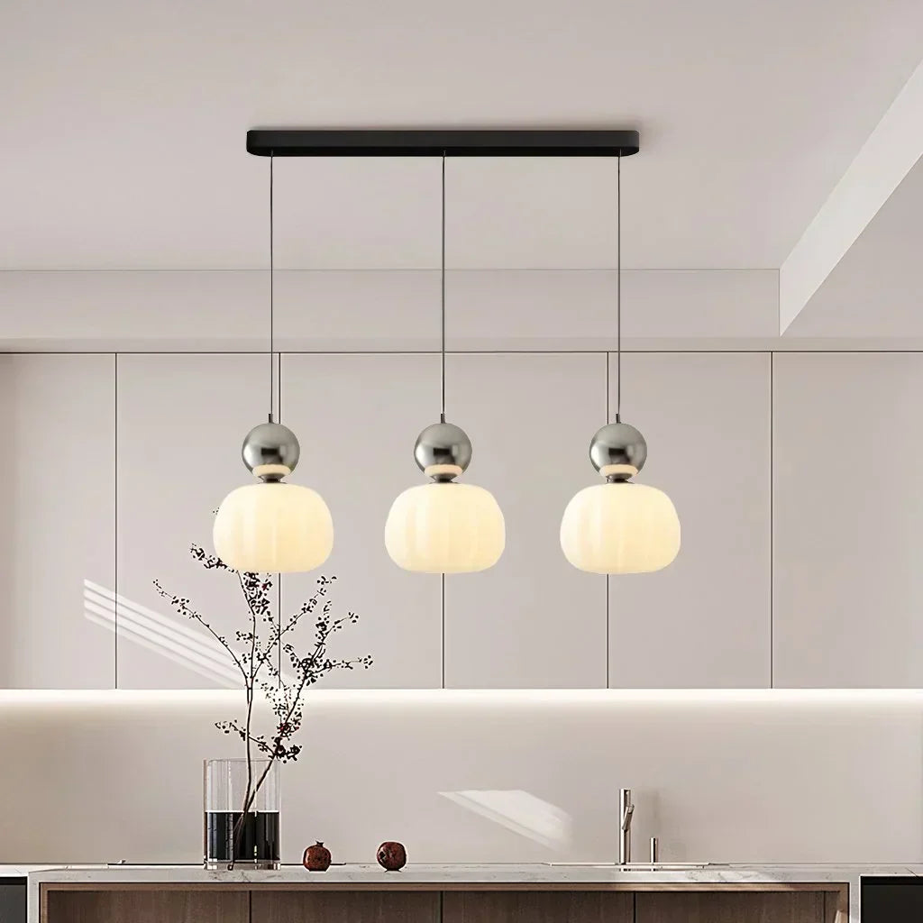 Nordic Ribbed Pumpkin Glass Pendant Light