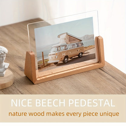 U-Shaped Solid Wood & Acrylic Photo Frame
