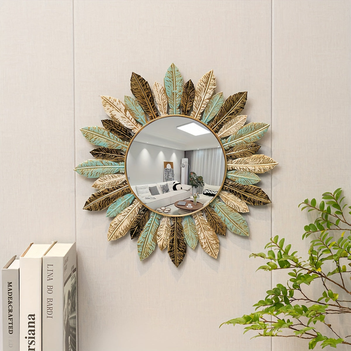 Bohemian Sunburst Gold Metal Wall Mirror