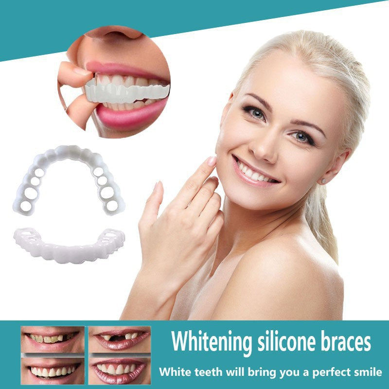 Cosmetic Silicone Instant Smile Veneers, front view in packaging box