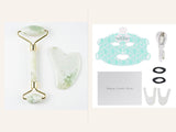 Facial Ritual Set — White Jade Facial Roller & Gua Sha Set and Photon LED Light Therapy Face Mask side by side