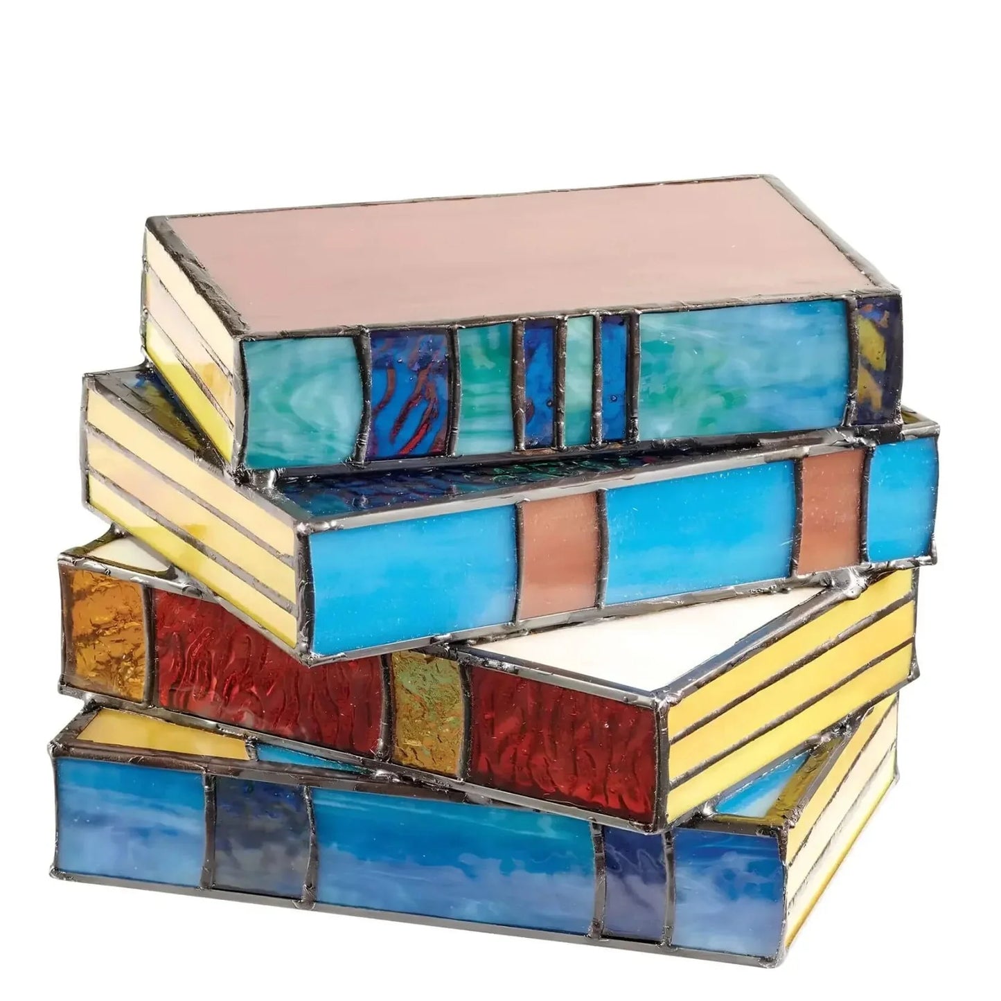 Stained Glass Stacked Book Table Lamp