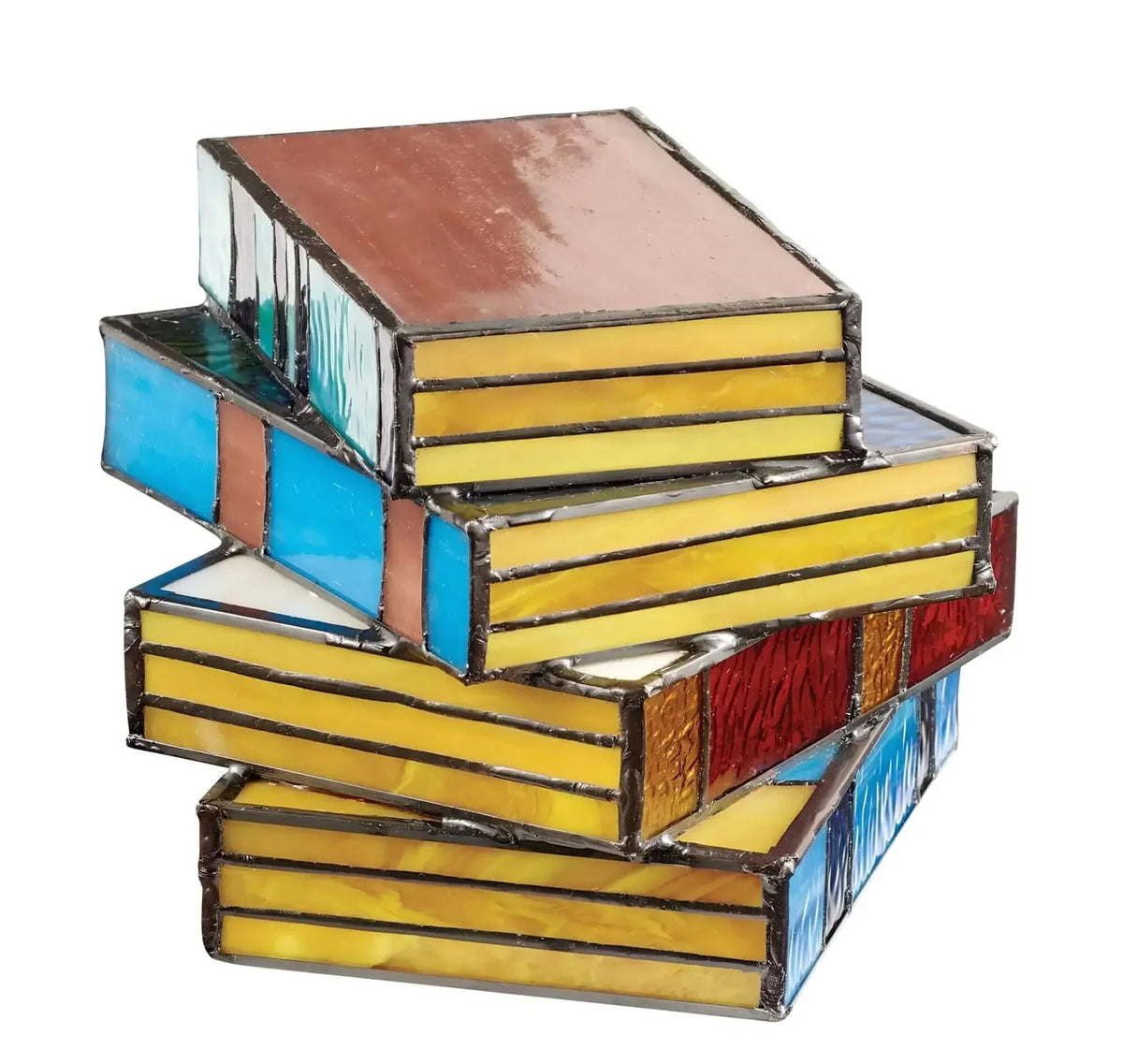 Stained Glass Stacked Book Table Lamp