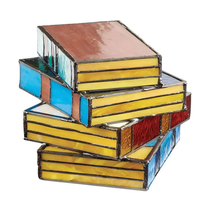 Stained Glass Stacked Book Table Lamp