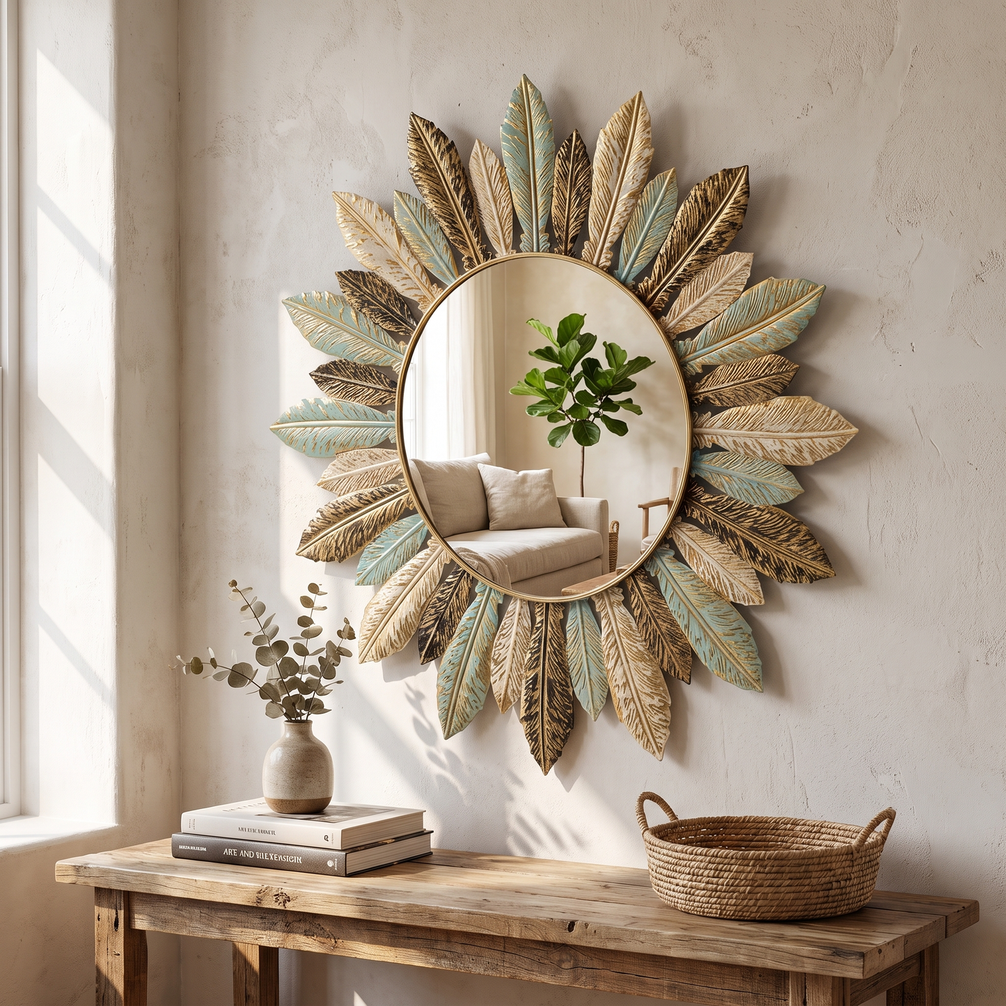 Bohemian Sunburst Wall Mirror lifestyle