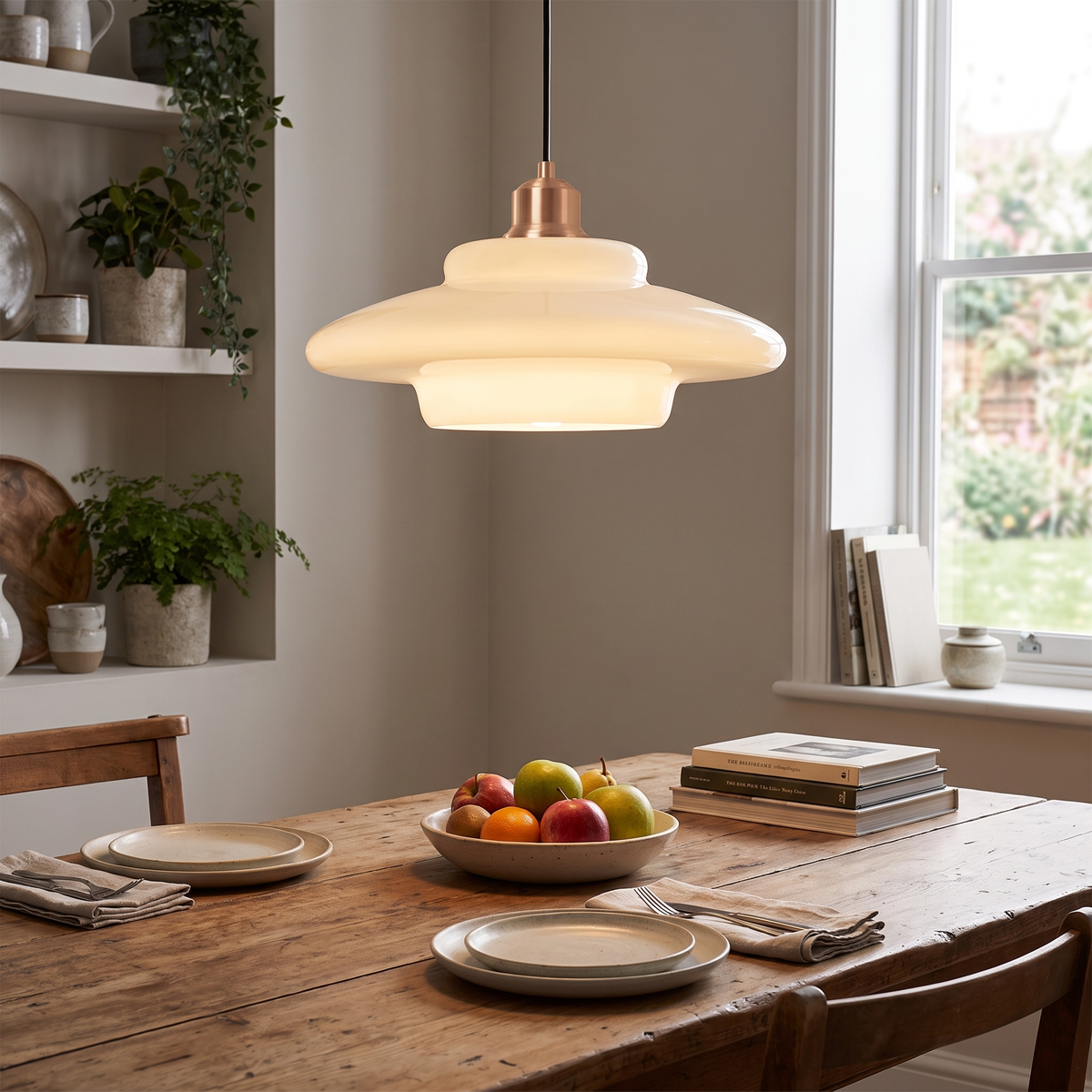 White Glass Pendant Light lifestyle