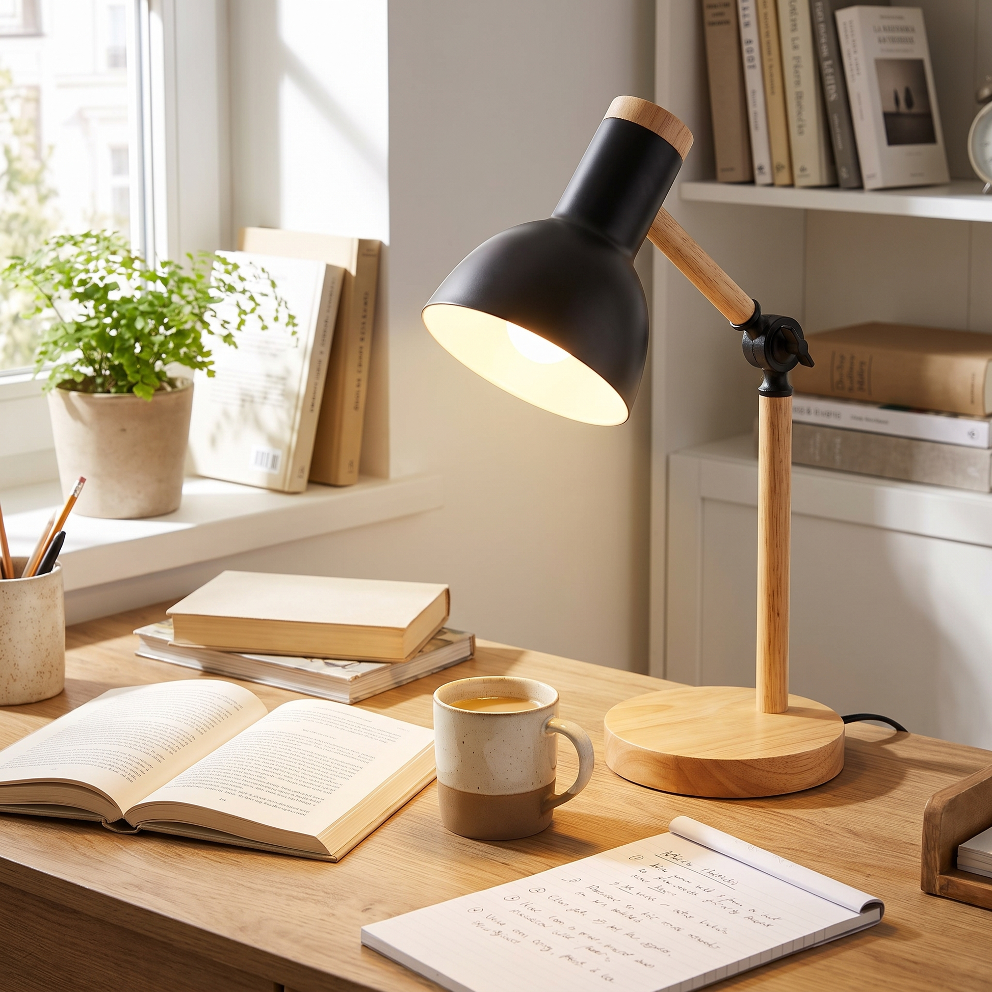 Nordic Wooden LED Desk Lamp lifestyle