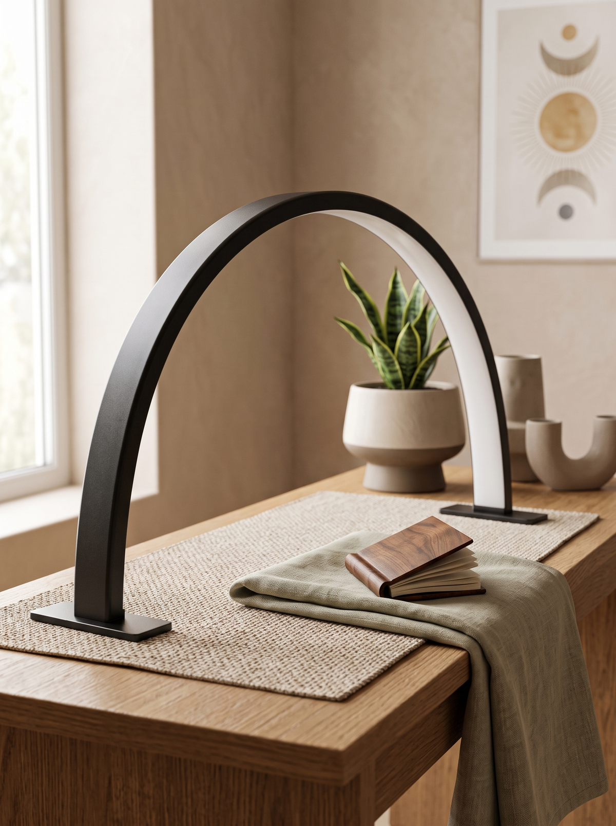 Crescent Moon LED Desk Lamp - Celestial Modern Accent