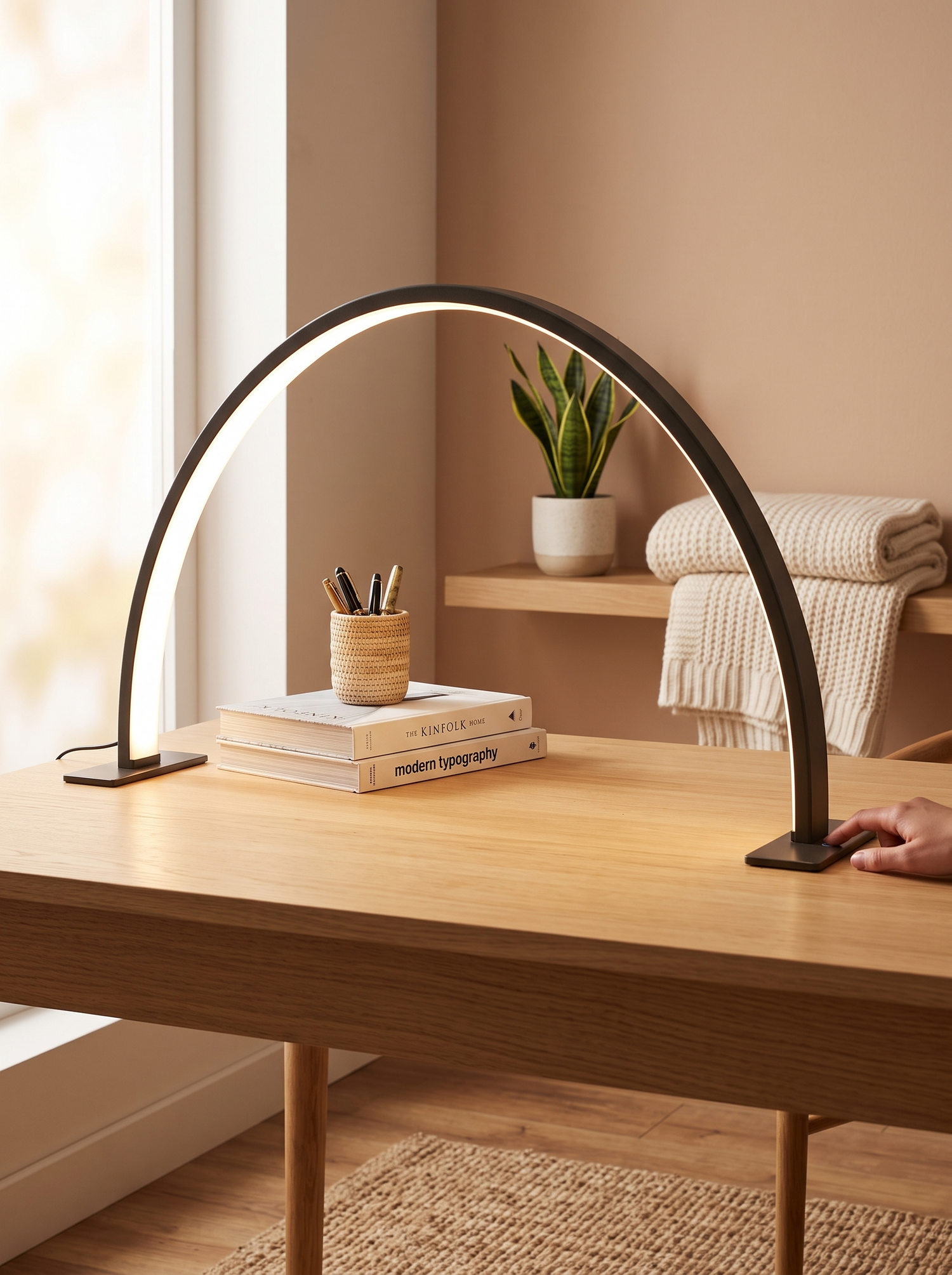 Crescent Moon LED Desk Lamp - Smooth Touch Dimming